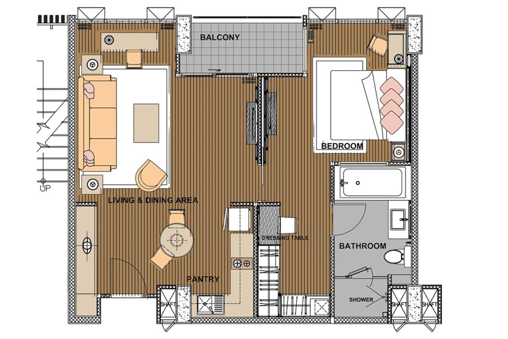 The Park Nine Hotel Suvarnabhumi Bangkok Rom bilde A floor plan of a typical apartment